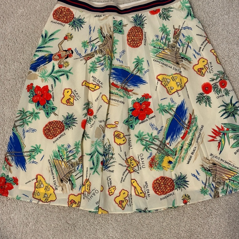 J. Crew Cream Skirt with Tropical Print